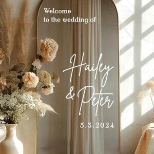 ✨ Personalized Wedding Mirror Welcome Sign Decal – Custom Vinyl Sticker for DIY
